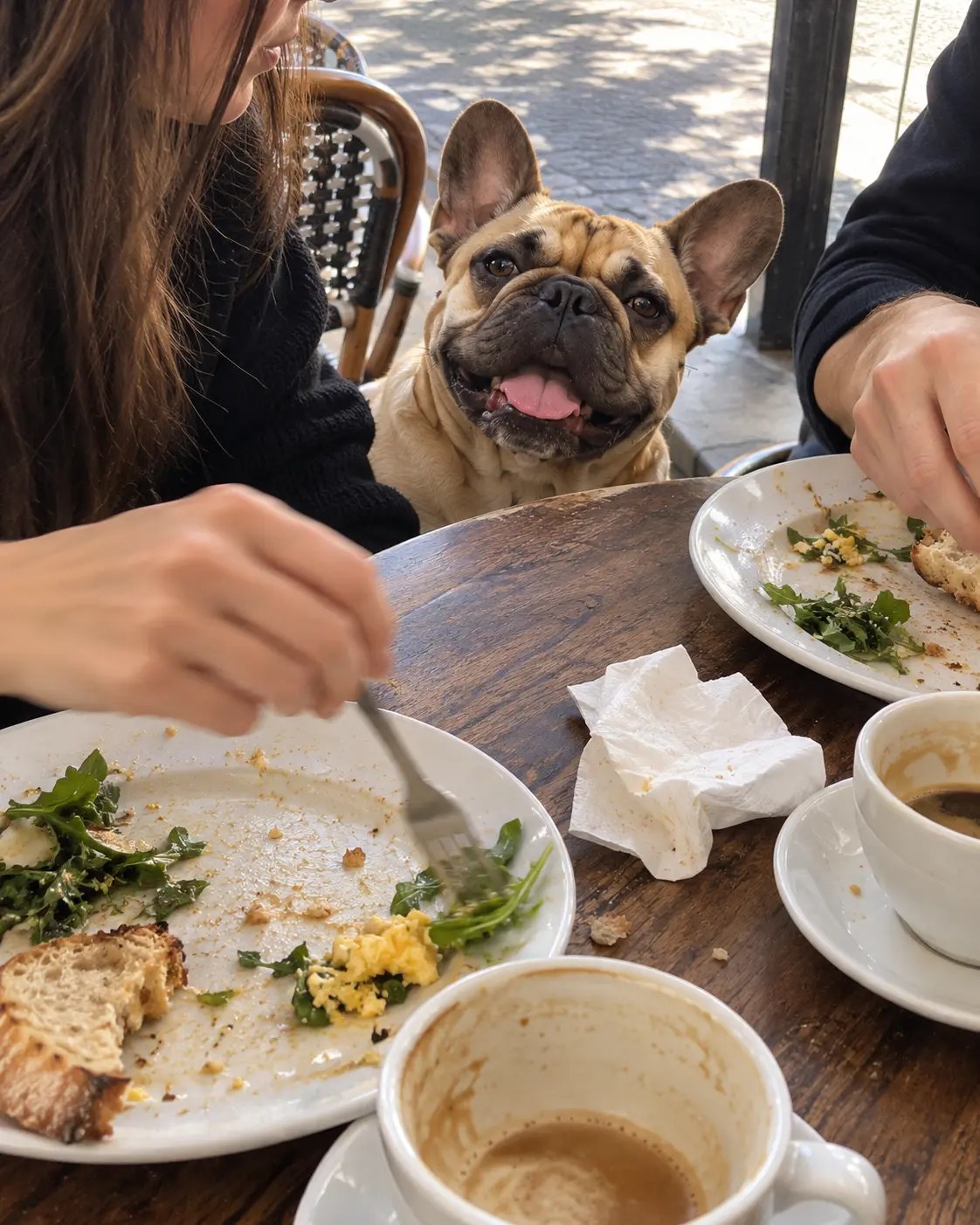Dog at brunch